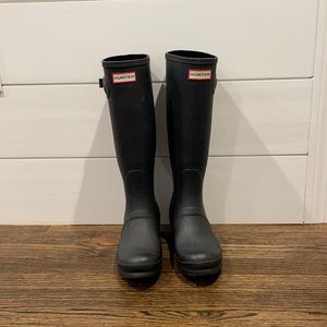 Matte Black Tall Hunter Boots Size 7 worn a handful of times.